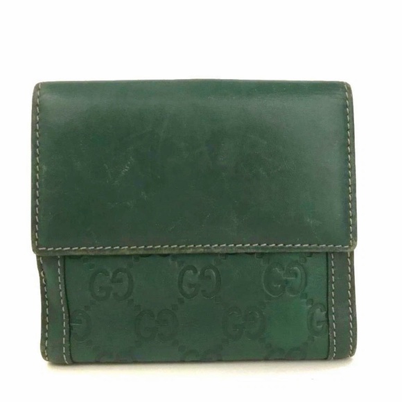 Gucci Vintage Guccissima GG Embossed Leather Bifold Wallet – Green - Picture 13 of 15
